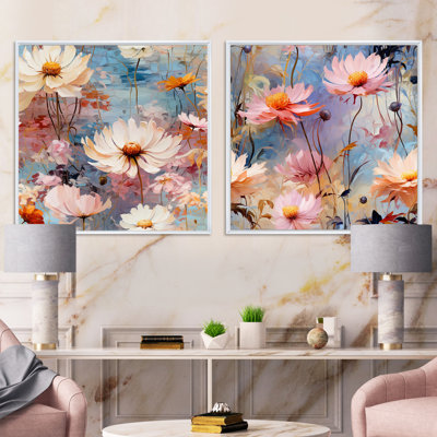 Bordeaux - ensemble de 2 collages floraux carrés