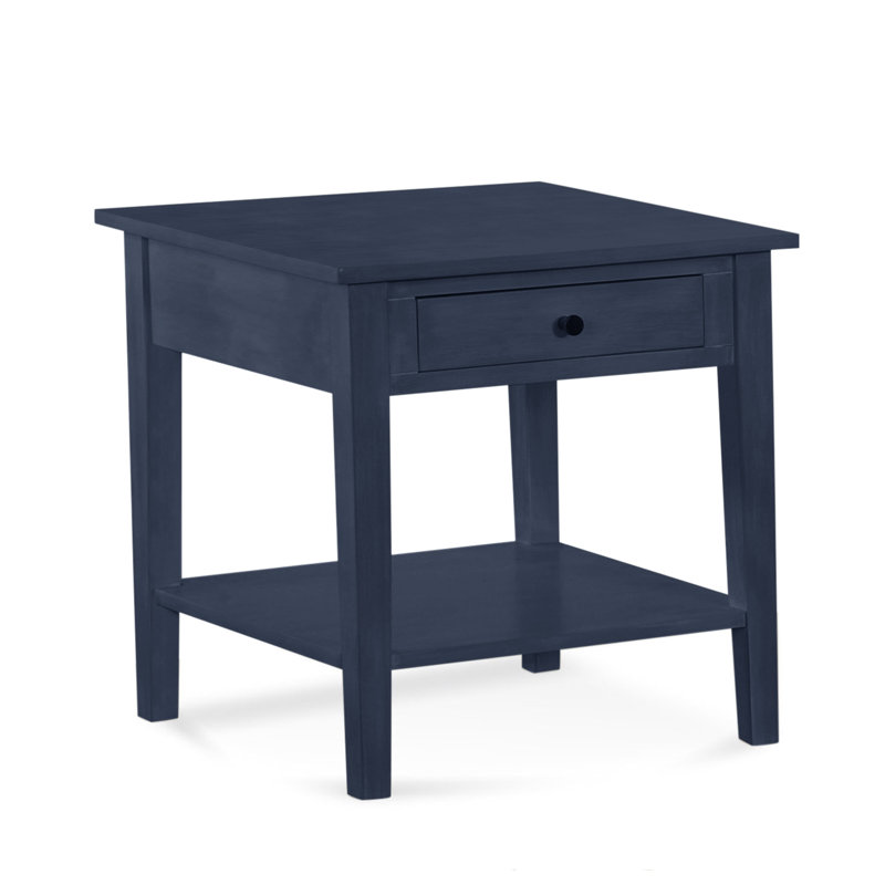 East Solid Wood End Table, Navy