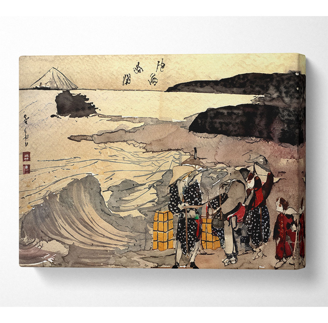 Hokusai Frauen am Strand von Enoshima - Kunstdrucke auf Leinwand