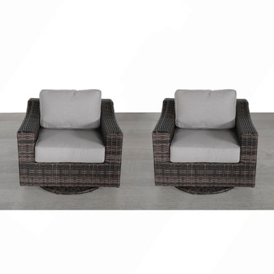 Chaise de patio extérieure pivotante avec coussins - Assise entièrement assemblée et confortable