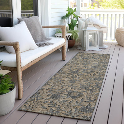 Mahaney Flatweave Floral Indoor / Outdoor Rug