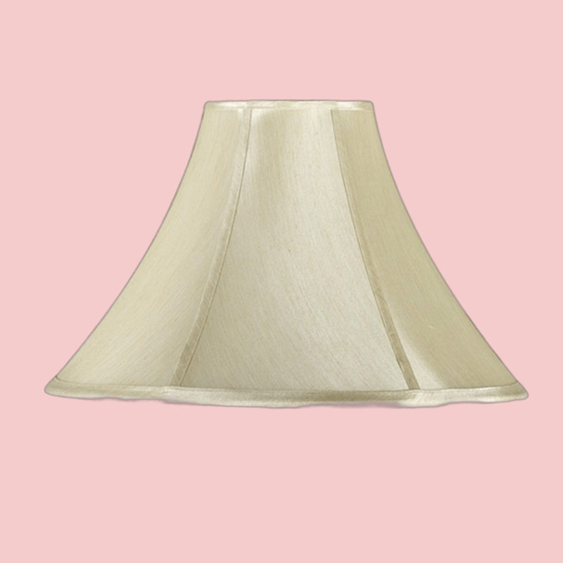 Abat-jour en soie en forme de cloche, fixation araignée, beige, 48 cm (L) x 48 cm (l) x 30 cm (H), 12" H x 19" W x 19" D