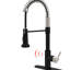 Robinet de cuisine avec capteur de mouvement - Automatique intelligent, sans contact, hygiénique et pratique pour les cuisines en acier inoxydable noir / argent