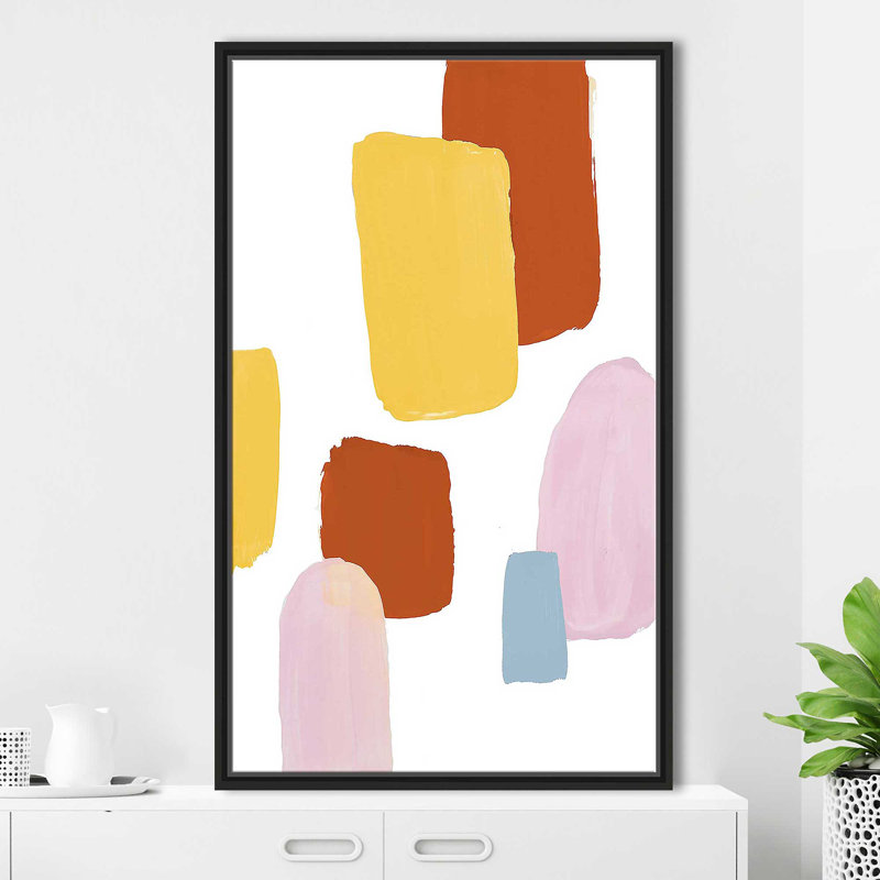 Floating Shapes II par Lanie Loreth - Peinture, H 33,5 po x l 21,5 po x P 2 po, Cadre flottant noir