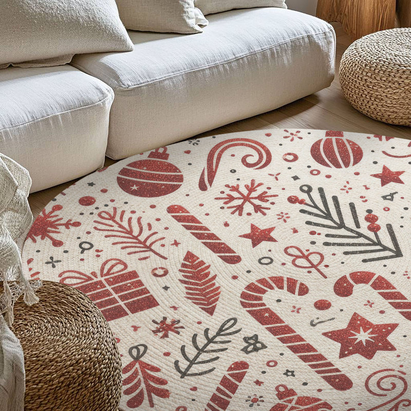 Tapis tressé Christmas Glitterburst, Rond 5 pi