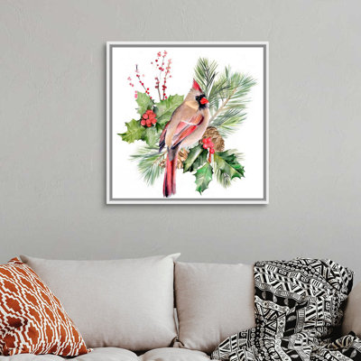 " Cardinal Holly Christmas II " Watercolor Painting