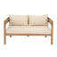 Ensemble de causeuse d'extérieur en bois d'acacia avec coussins hydrofuges et table ronde pour patio