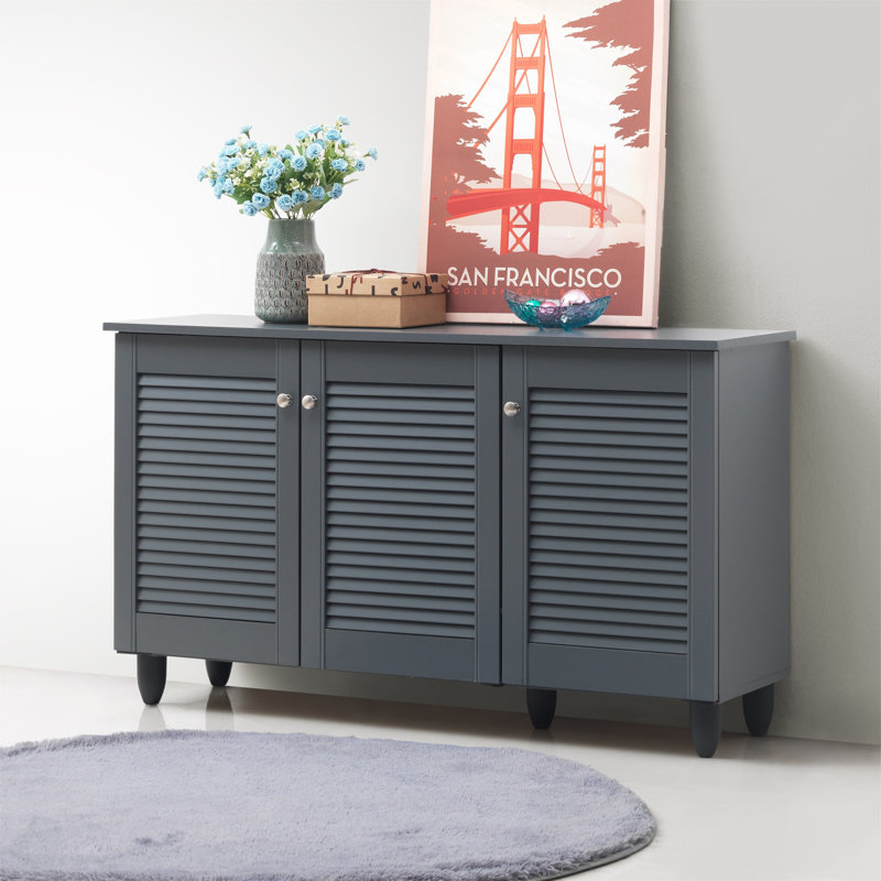 Morgan 15 Pair Shoe Storage Cabinet, Dark Grey
