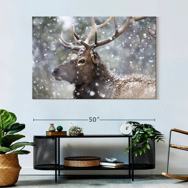 Winter Snow Elk, 34" H x 51" W