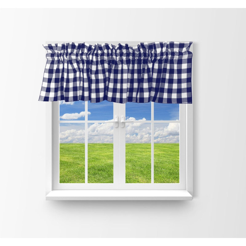 Cantonnière à carreaux Gingham, Marine, L 58 po x L 32 po