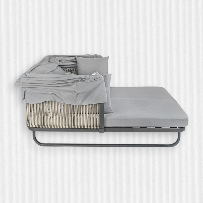 60'' Wicker Outdoor Patio Daybed, Gray