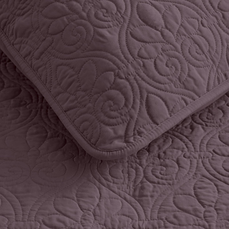 Ensemble de courtepointe réversible Québec, Mauve, Couvre-lit double/grand et 2 taies décoratives st