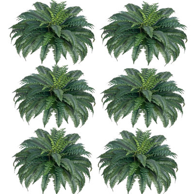 6 Pcs Artificial Ferns 43 Inch Large Artificial Boston Ferns Plants, Faux Fern with 50 Branches, Artificial Plants Large for Outdoors/Indoor Home, Office,Garden