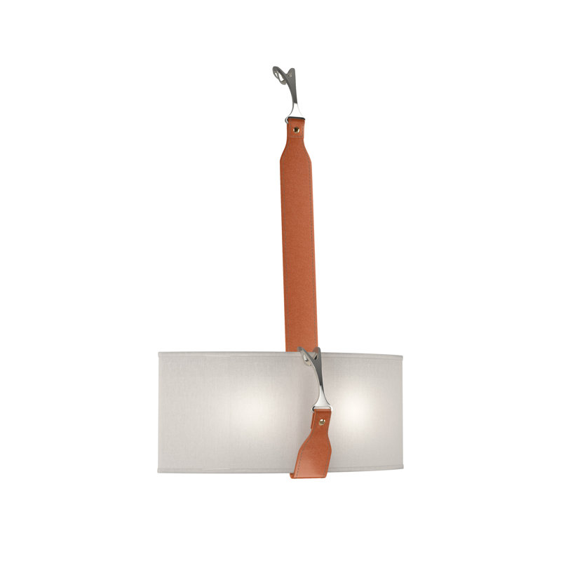 Applique murale 2 lumières Saratoga, Nickel poli, Lin, Châtaignier