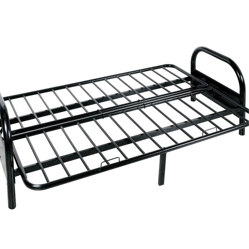 Cadre de futon en métal noir, réglable pour s'asseoir et se prélasser noir moderne avec accoudoirs fonctionnels
