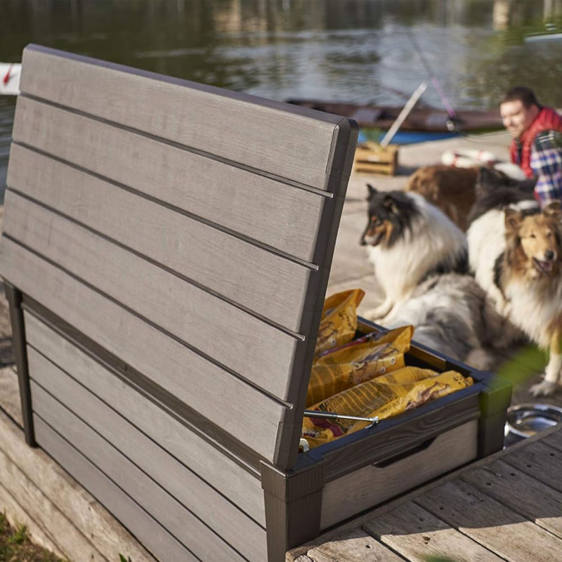 Keter Brown Lockable Plastic Wicker Outdoor Deck Box