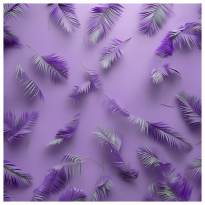 Tapisserie murale feuilles de palmier mauve - décoration murale palmier