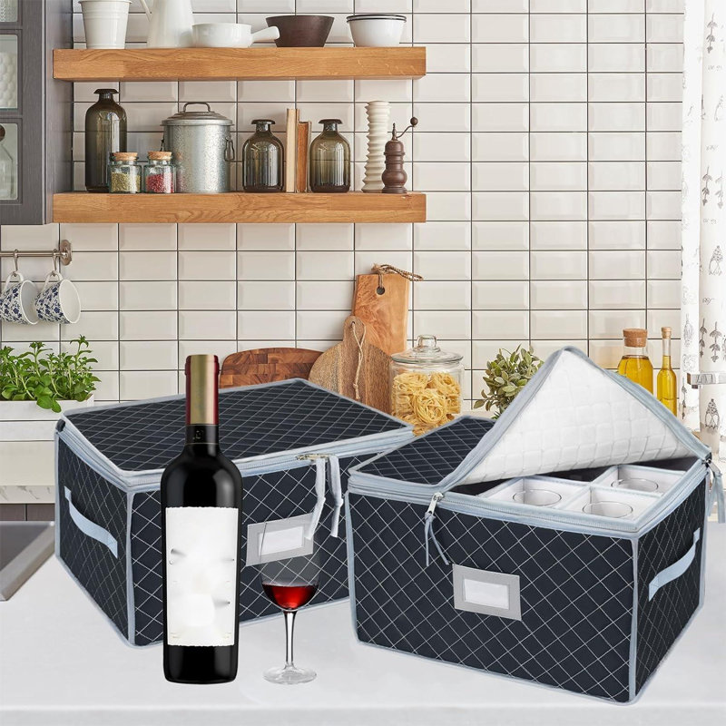 Fabric Stemware Storage, Light Blue