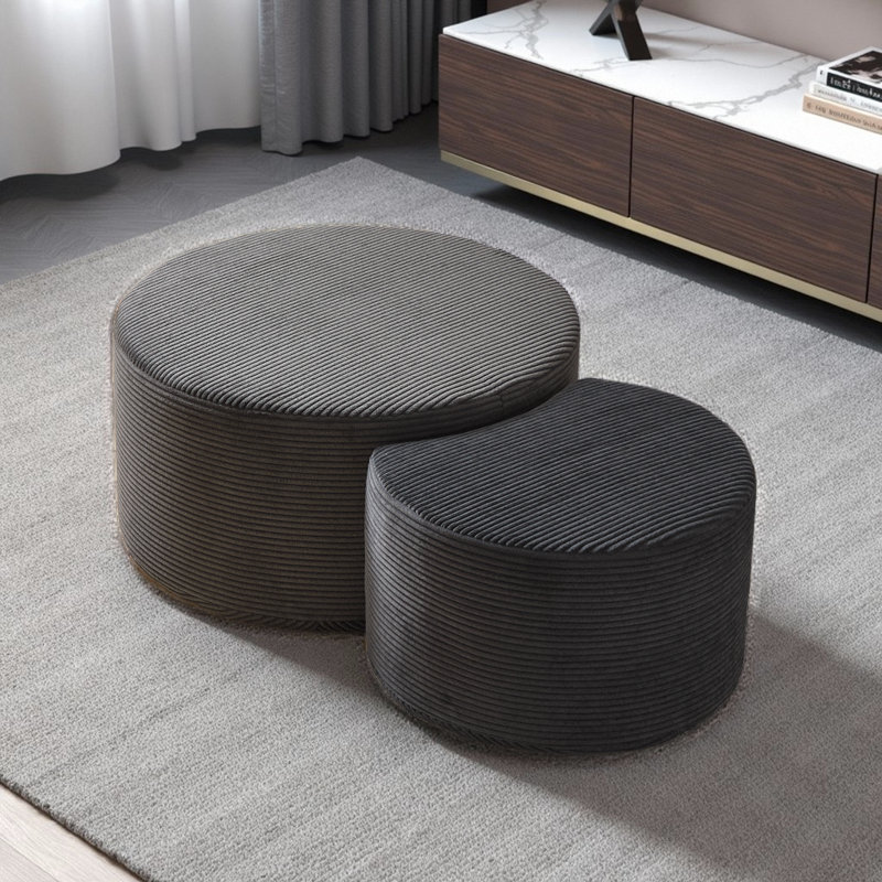 Vetsa Modern Upholstered Foam Nesting Coffee Table Set with No Assembly and Multipurpose Design, Black