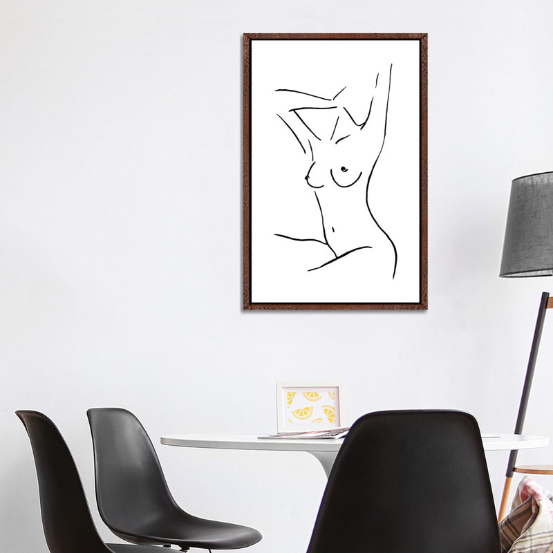 Female Body Sketch III - Wrapped Canvas Print, 101.6 cm H x 66.04 cm W, Classic Brown Wood Framed