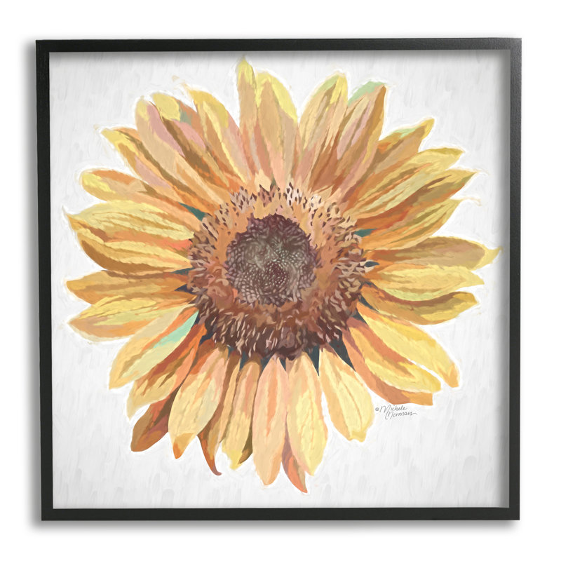 Pétales de tournesol jaunes vifs, Giclée encadrée noir minuit, H 12 po x l 12 po x P 1,5 po