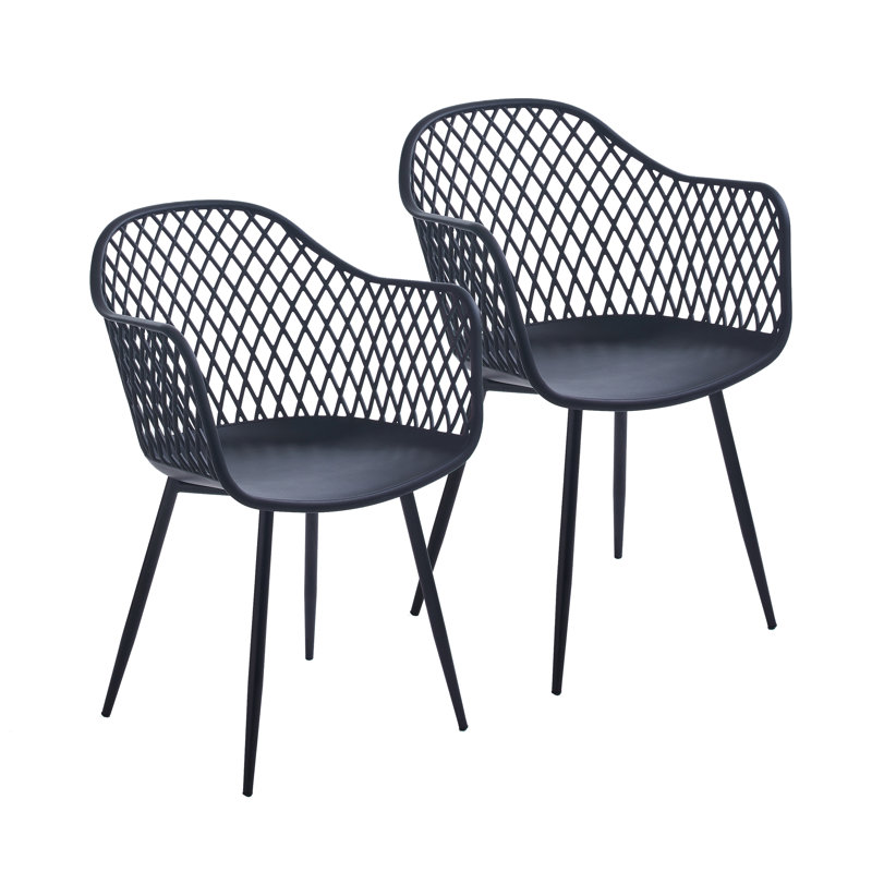 Chaise avec accoudoirs à dossier croisé Natalie, Noir