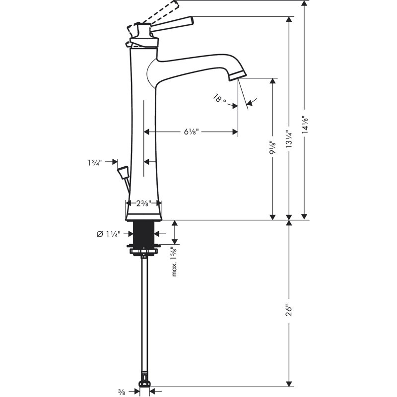 Robinet pour salle de bain à un trou avec ensemble de drain Joleena, Chrome
