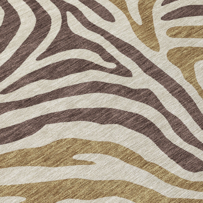 Machine Washable Indoor/Outdoor Chantille ACN2523 Animal Rug, Round 8', Brown