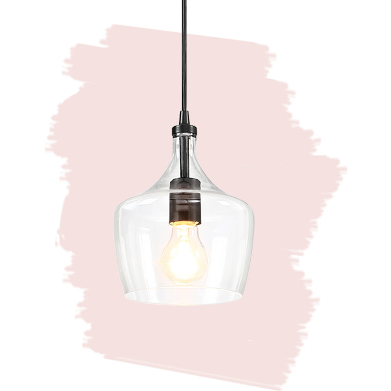 Luminaire suspendu en verre transparent 1 lumière pour îlot de cuisine, Bronze foncé