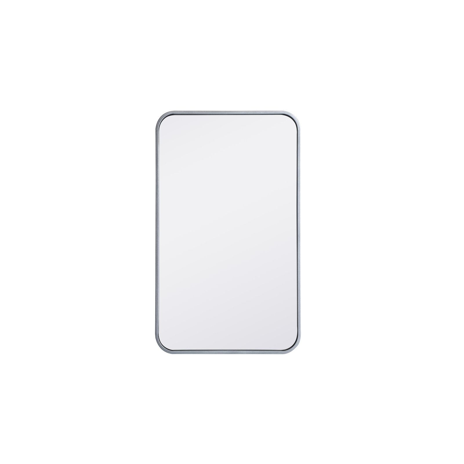 Sabine Metal Rounded Rectangle Wall Mirror, Silver, 30" x 18"