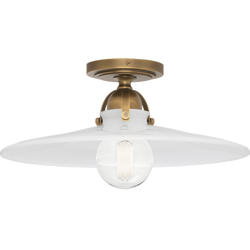 Rico Espinet Arial 1 - Light 16'' Simple Cone Semi Flush Mount, Warm Brass