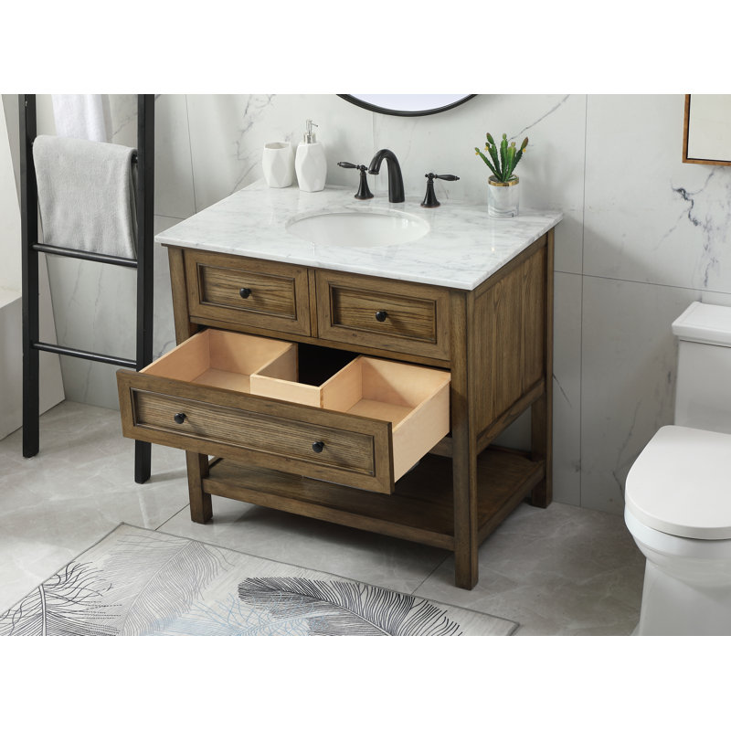 Ensemble de meuble-lavabo simple 36 po Bonsai, Brun foncé