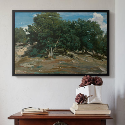 Fontainebleau: Oak Trees at Bas-Bréau, c. 1830-1835-Jean-Baptiste-Camille Corot-Framed Gallery Wrapped Canvas