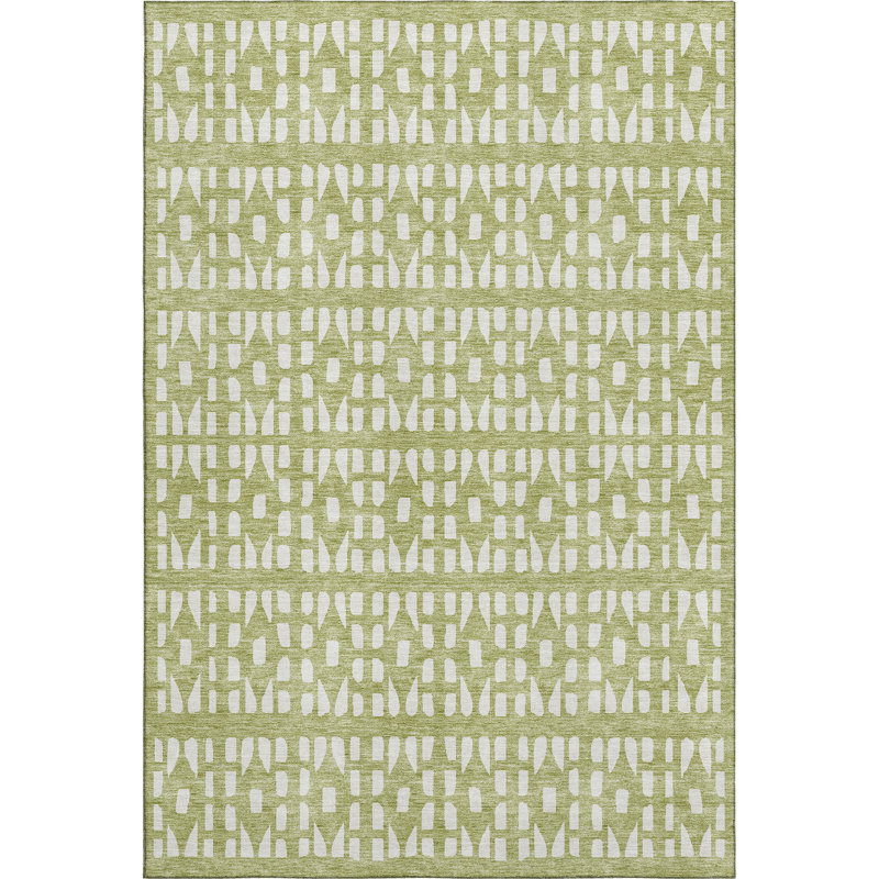 Premium Machine Washable Prisco Aloe Rug, Rectangle 10' x 14'