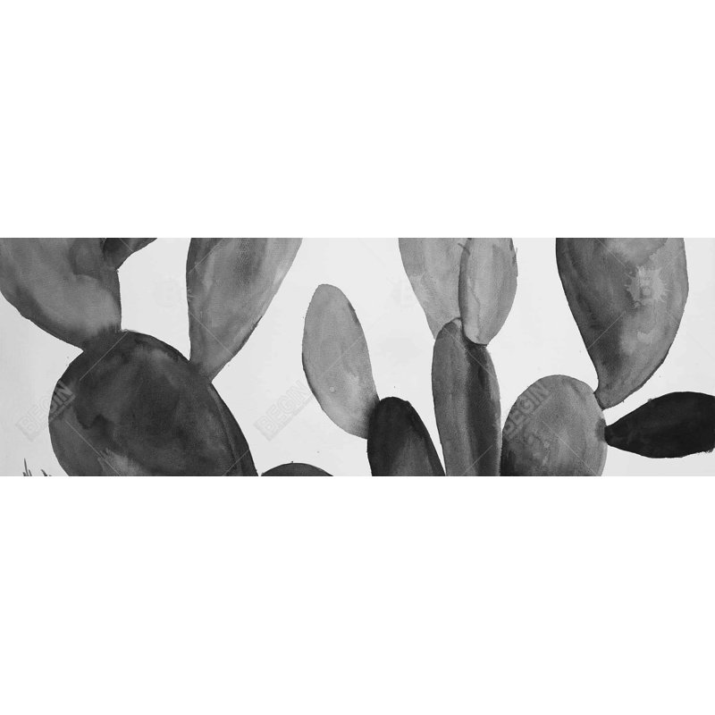 Toile avec cadre cactus en niveaux de gris | Art mural botanique gris