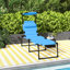 Chaise de détente bleue d'extérieur - Chaise pliante réglable avec parasol et coussin pour diverses activités Toit, plage, camping, randonnée