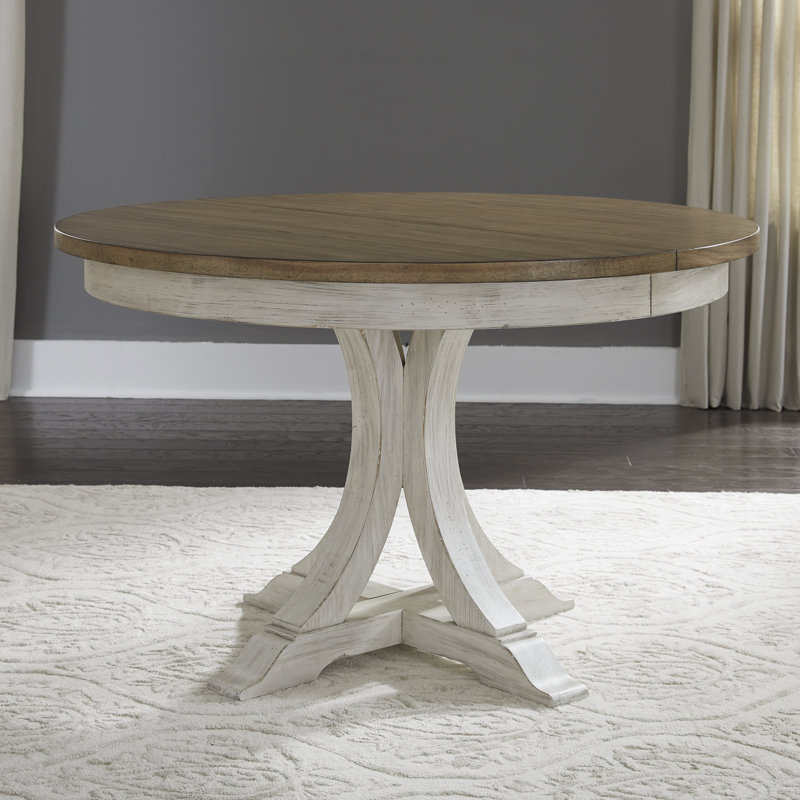 Harlowe Round Pedestal Dining Table w/ 12" Removable Leaf