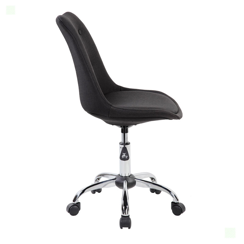 Elegant Black Fabric Swivel Task Chair with Tufted Design