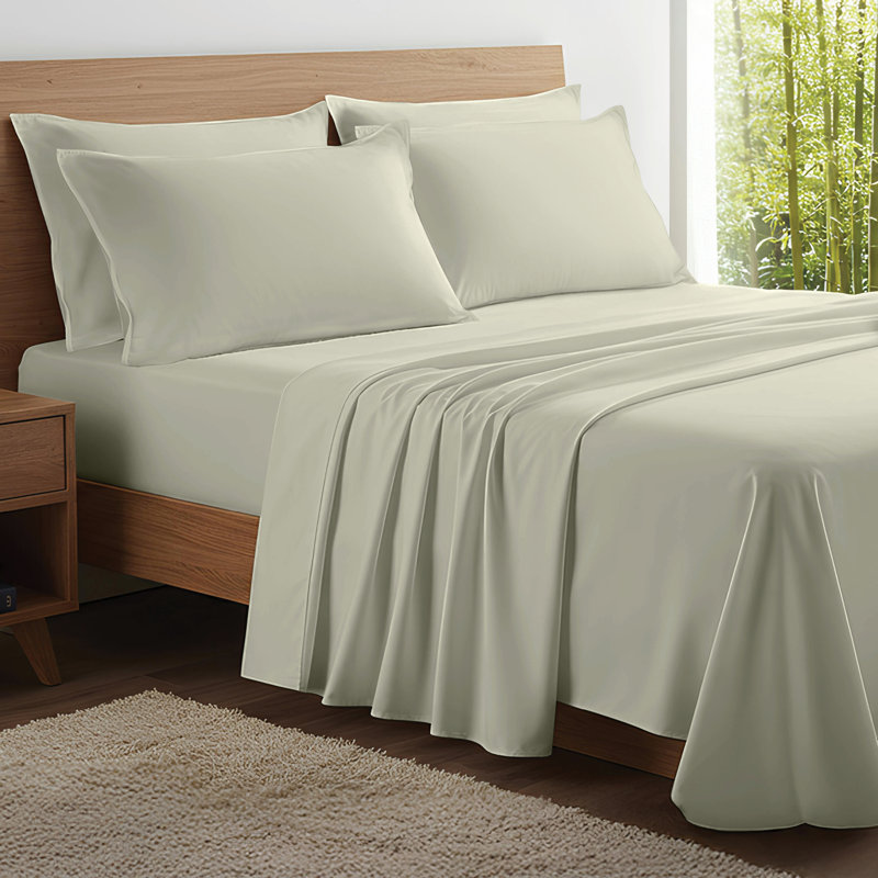 100% Organic Viscose From Bamboo Sheets Set, 300 Thread Count, 3-pc Set, Luxury Cooling Sheets, Deep Pockets - Gift-Ready Packaging, Twin XL Size (Warm Sage)