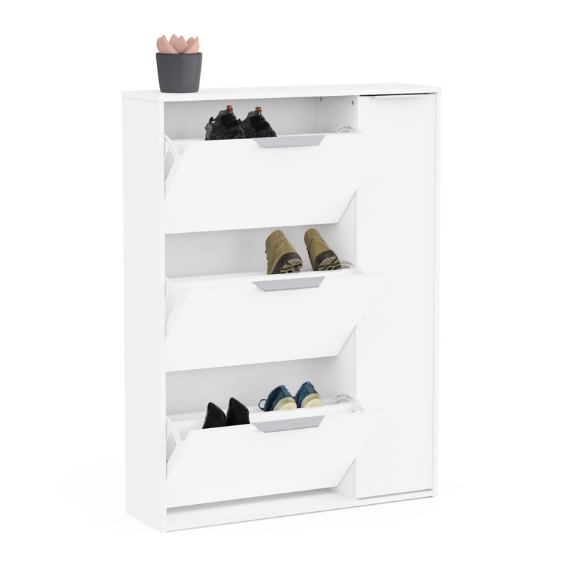 12 Pair Shoe Storage Cabinet, Matt White