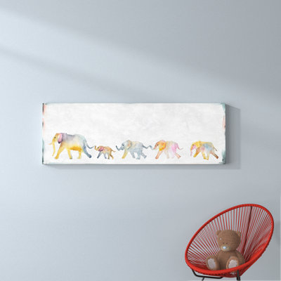 Garney Elephant Line Print on Wrapped Canvas
