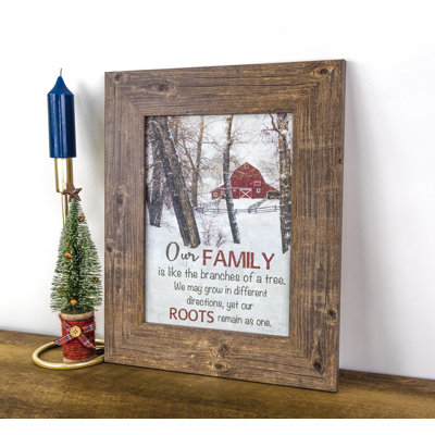 Reproduction d’art graphique encadrée « Winter Our Family Barn »