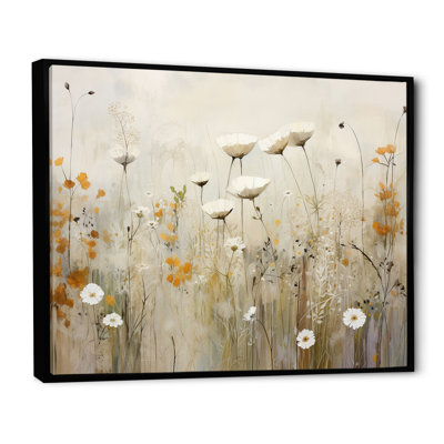 Fleurs sauvages beiges, fantaisie florale - fleurs sauvages, art mural