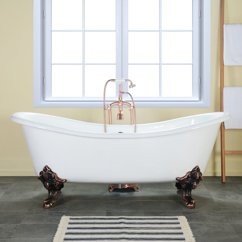 Nelson 72'' x 30.75'' Soaking Cast Iron Bathtub, White