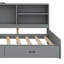 Lit plateforme en bois avec tablettes et 2 tiroirs, tête de lit avec rangement-457452877