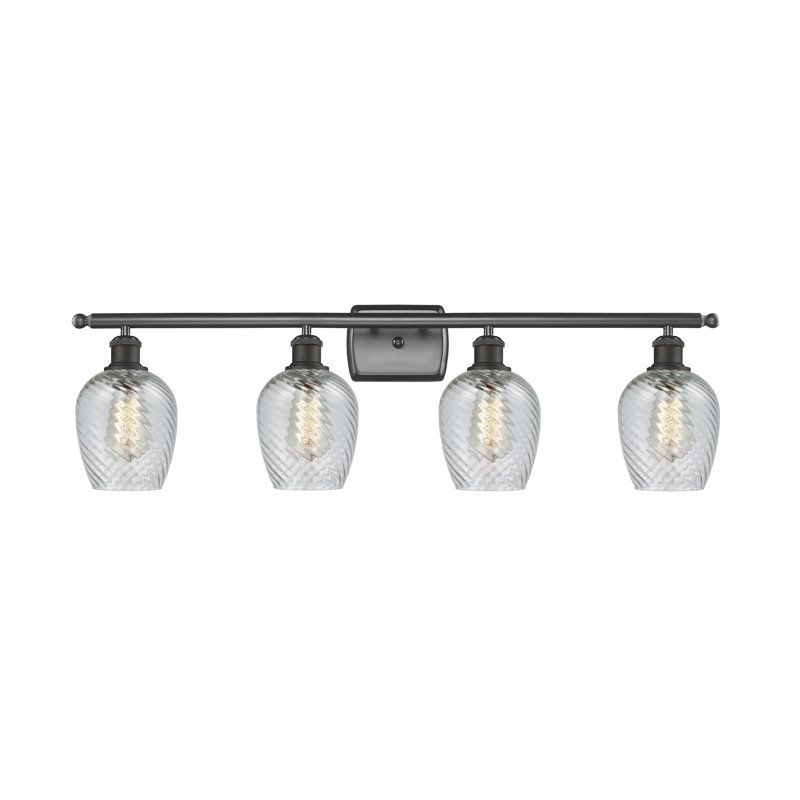 Éclairage de salle de bain à intensité variable 4 lumières Lyman, Motif cannelé transparent, Ampoule DEL 6 watts Vinage