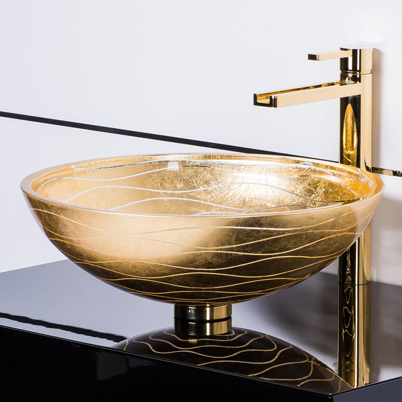 Vetro Freddo 17'' L Bathroom Sink, Gold