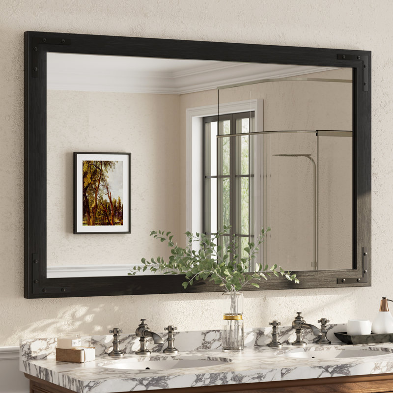 Miroir mural Amara Rustic Farmhouse, Noir, 55 po x 36 po