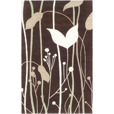 Tapis brun en laine touffeté à la main Colette