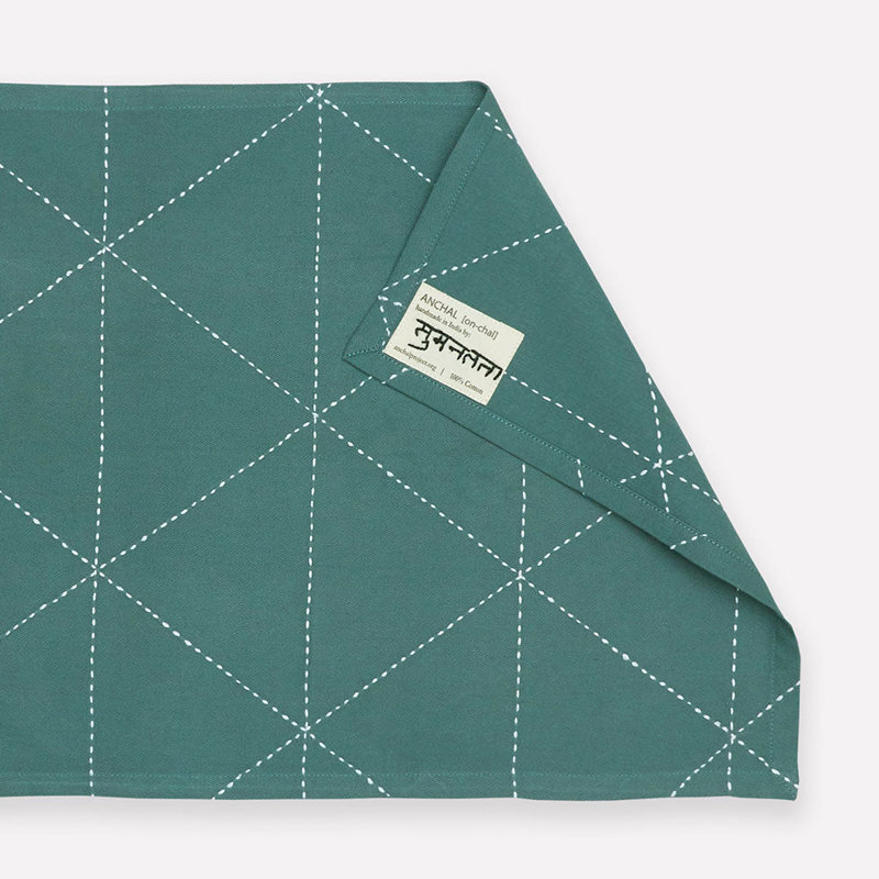 Cotton Twill, Geometric, Spruce, 13" x 18"